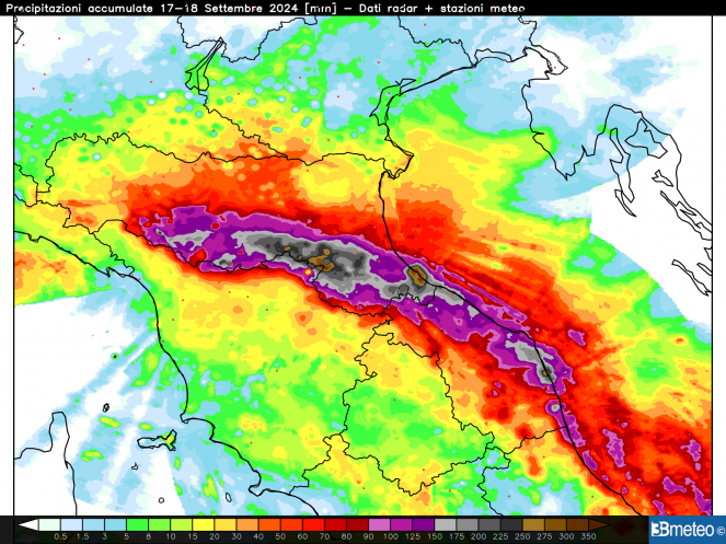 le-precipitazioni-cumulate-tra-il-17-e-il-18-settembre-3bmeteo-157261-1 Alluvione Emilia Romagna: in 36 ore tre volte la pioggia di un mese intero